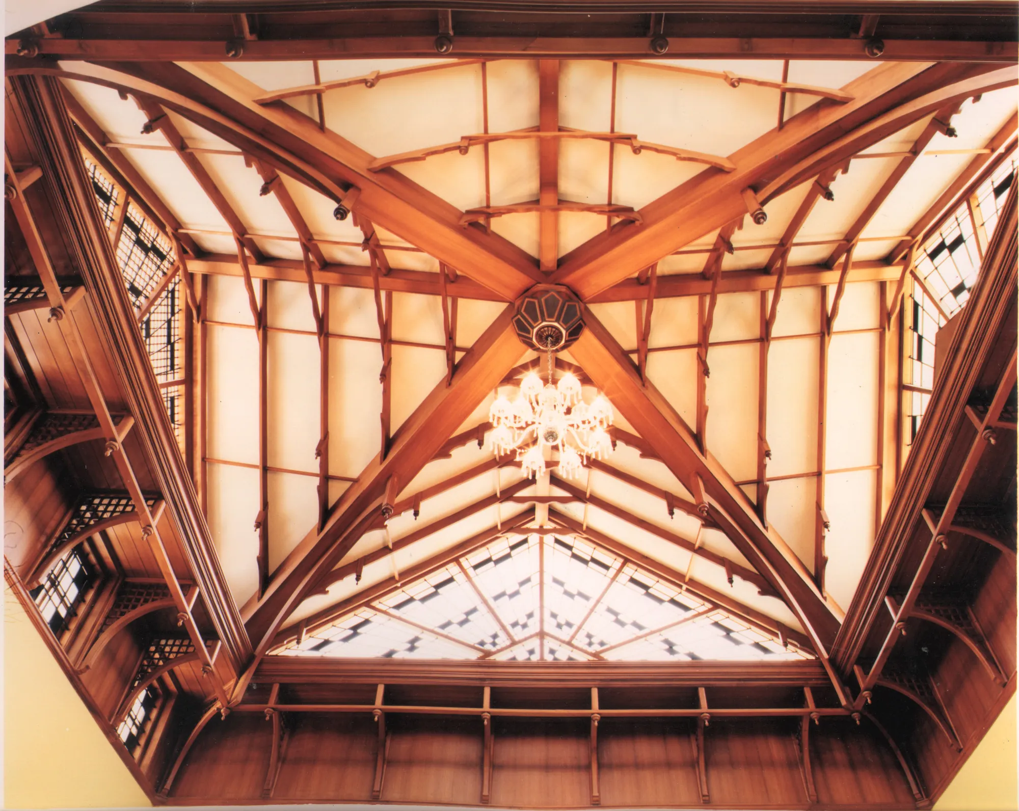 Teak dining ceiling
