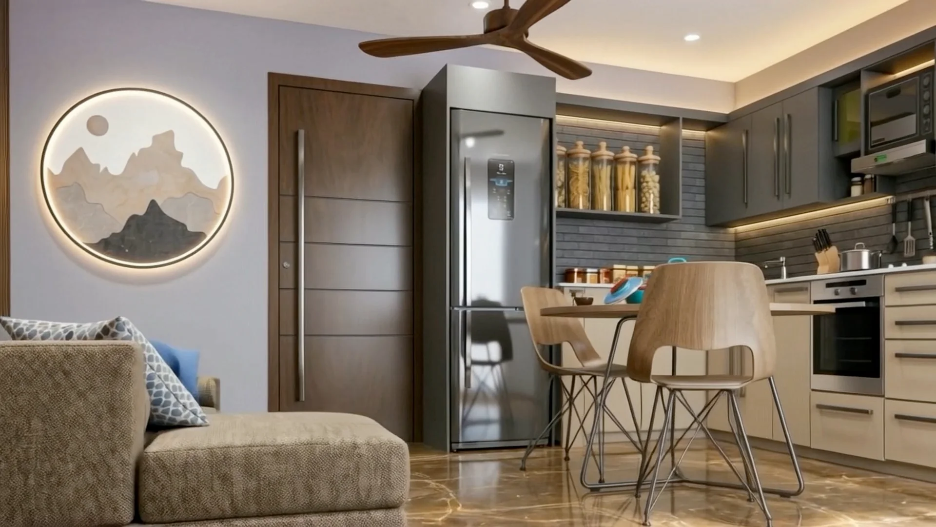 Living and kitchen